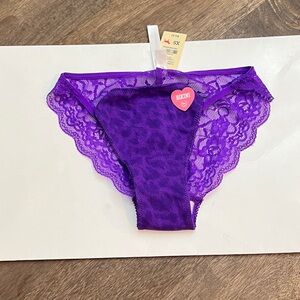 NWT Victoria’s Secret PINK Purple Animal Print Lace Back String Bikini Panty XS